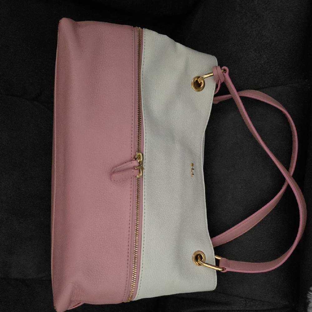 Ralph Lauren Double RL Pink and White Shoulder Bag